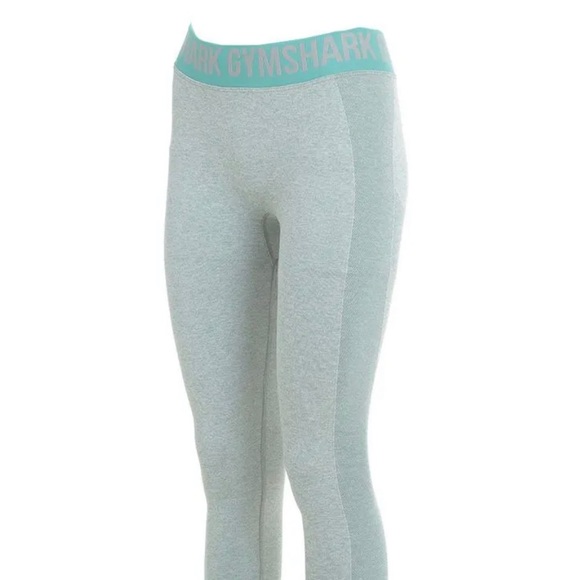 GYMSHARK FLEX FLOW RISE - LEGGINGS - WOMEN'S - SPRING GREEN MARL/JADE GREEN- med - Picture 3 of 5